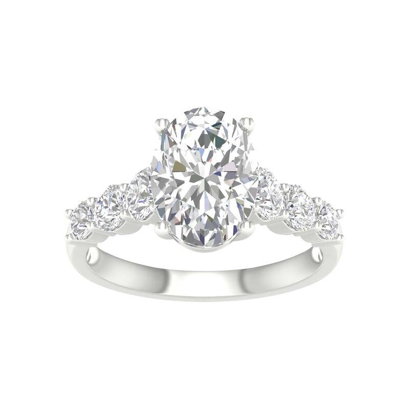 Oval Lab Grown 4ctw. Diamond With Brilliant-Cut Diamond Cathedral Engagement Ring in 14k White Gold image number null